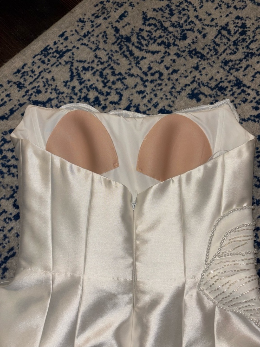 Watters Brie Strapless Embellished Pearl Floral A-Line Mini Dress - Picture 5 of 7